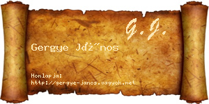 Gergye János névjegykártya
